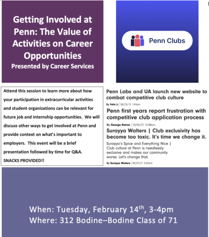 Getting Involved at Penn: The Value of Activities on Career Opportunities
